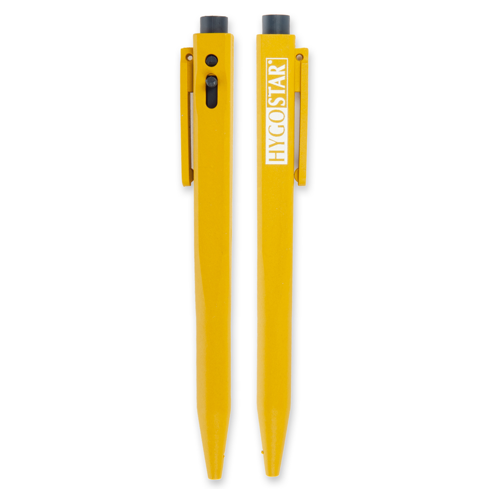  Kugelschreiber Clip, einziehbar aus Kunststoff, detektierbar von der rundum Ansicht in gelb