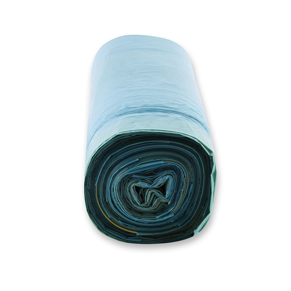 Garbage bags with drawstrings Eco, 60 l made of LDPE on roll in blue in the side view