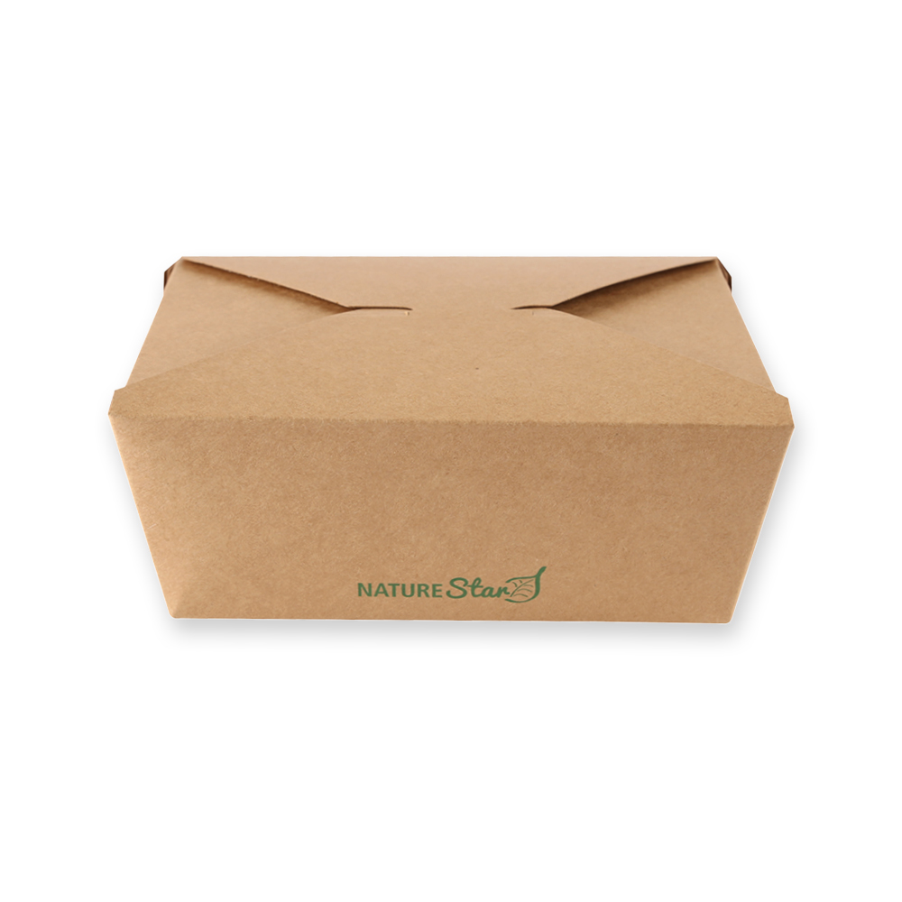 Organic food boxes Menu made3 of kraft paper/PE, in front view, medium size