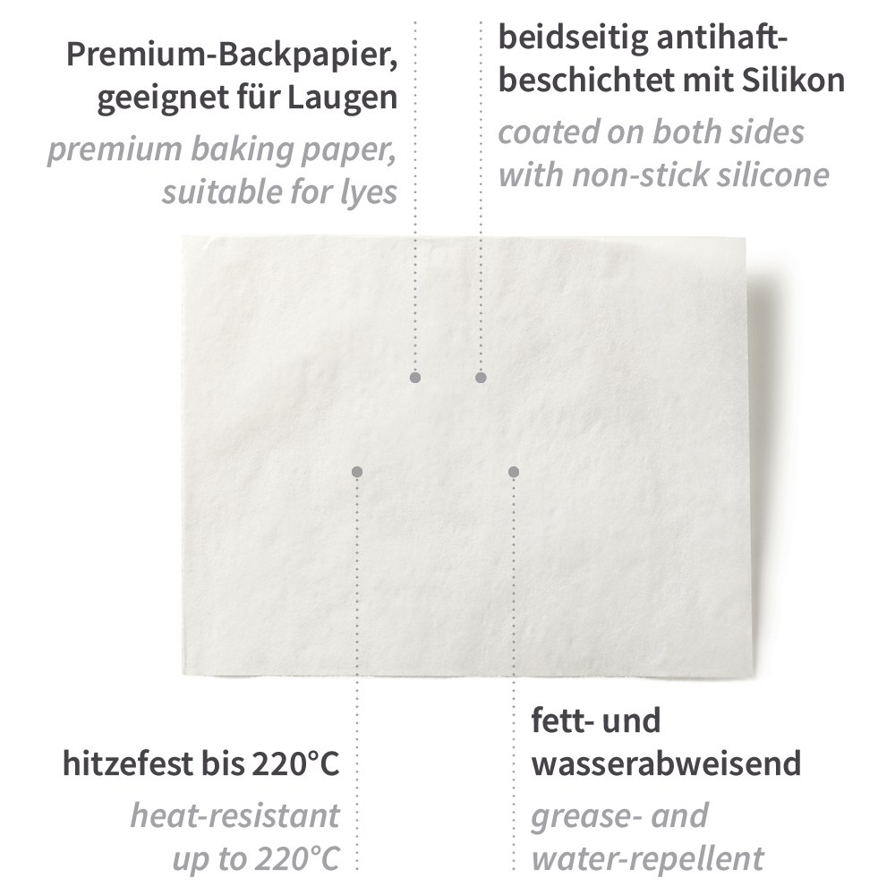 Baking paper, sheet with silicone coating with the properties