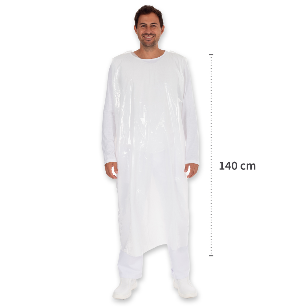 Full body aprons approx. 30 my from LDPE the dimension in white