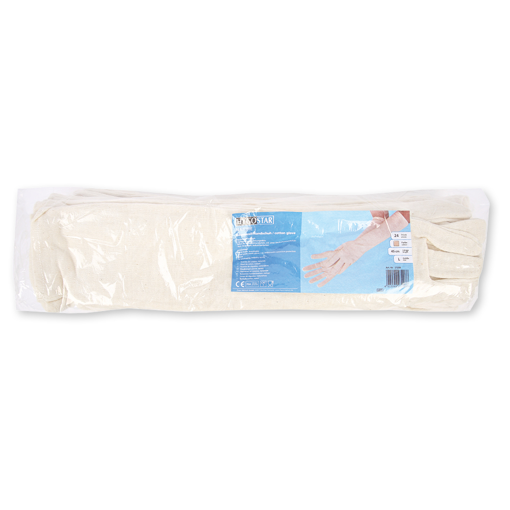 Cotton gloves Nature Extra Long in nature in the package