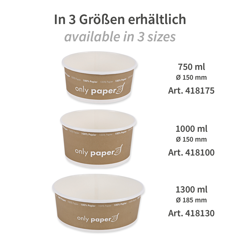 Bio Salatschalen Only Paper | Pappe, zwei Größen Bio Salatschalen Only Paper aus Pappe mit zwei Größen