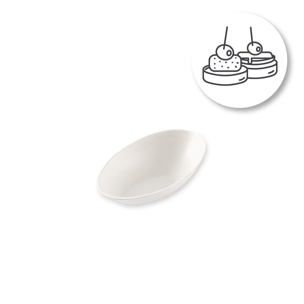 Organic fingerfood trays, oval made of bagasse as category picture