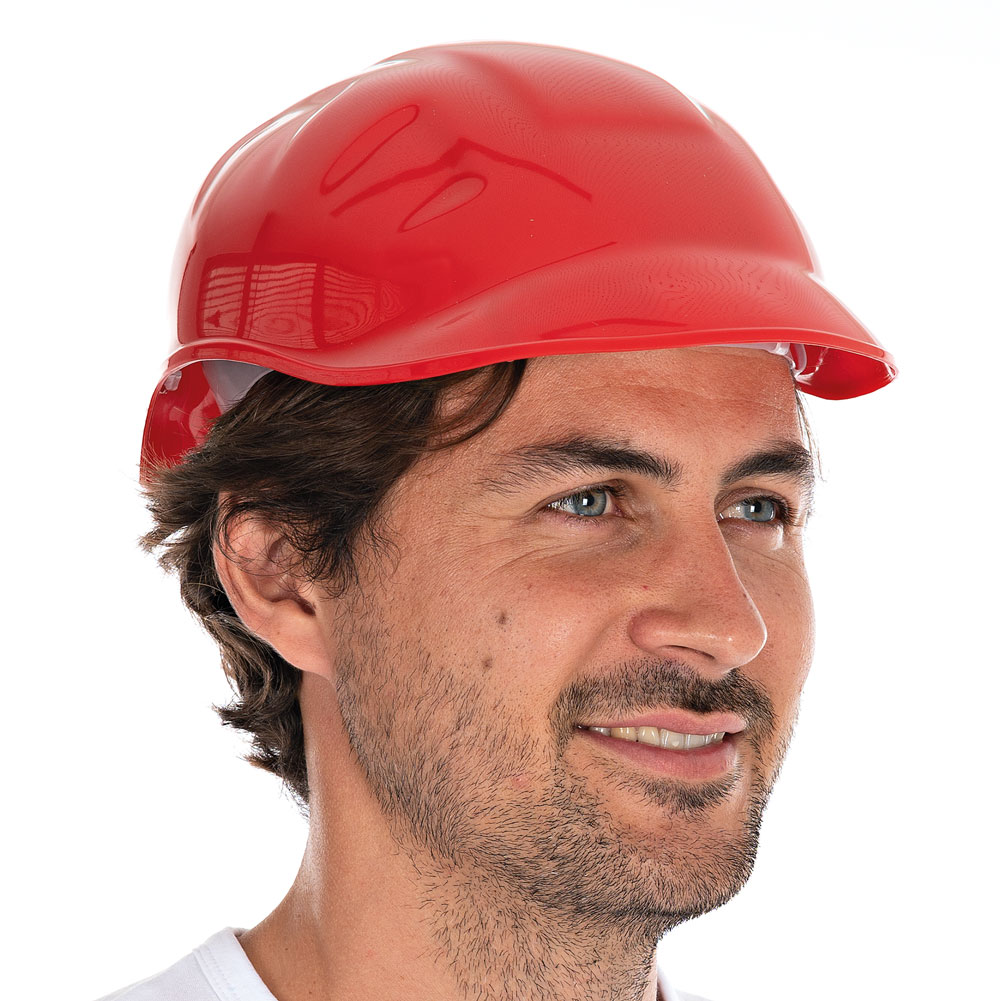 Bump cap "Safe", PE in the oblique view, red