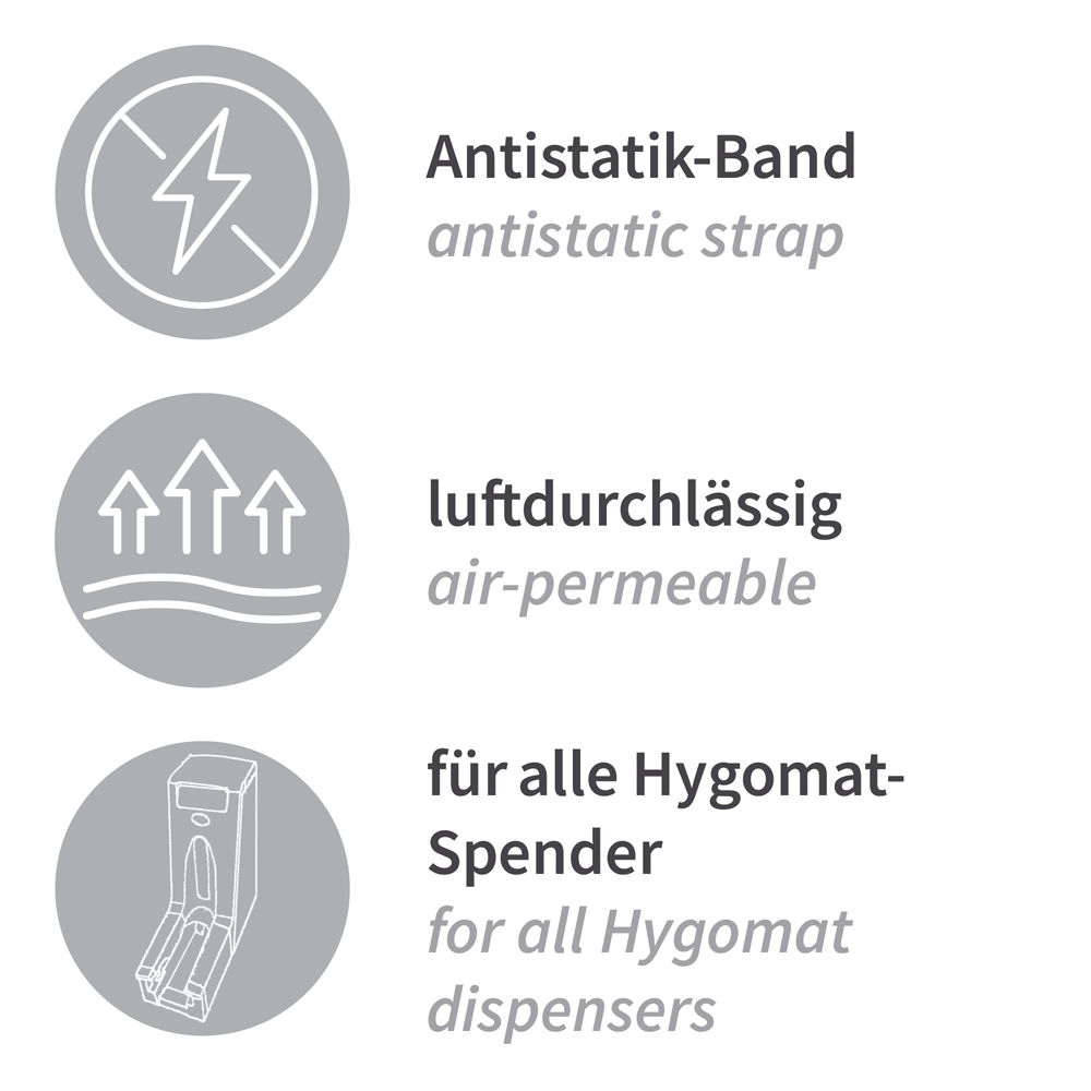 Overshoes for Hygomat "Antistatic" made of PP the properties 
