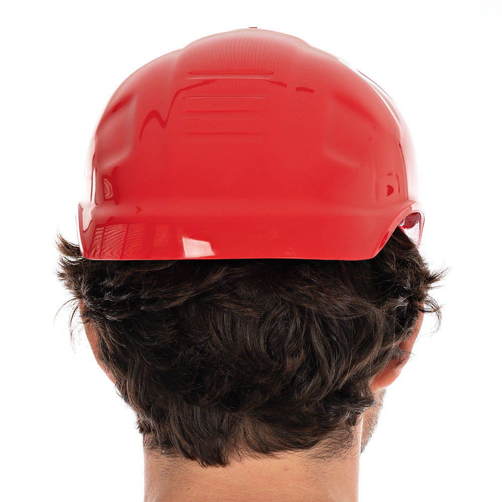 Bump cap "Safe", PE in the back view, red