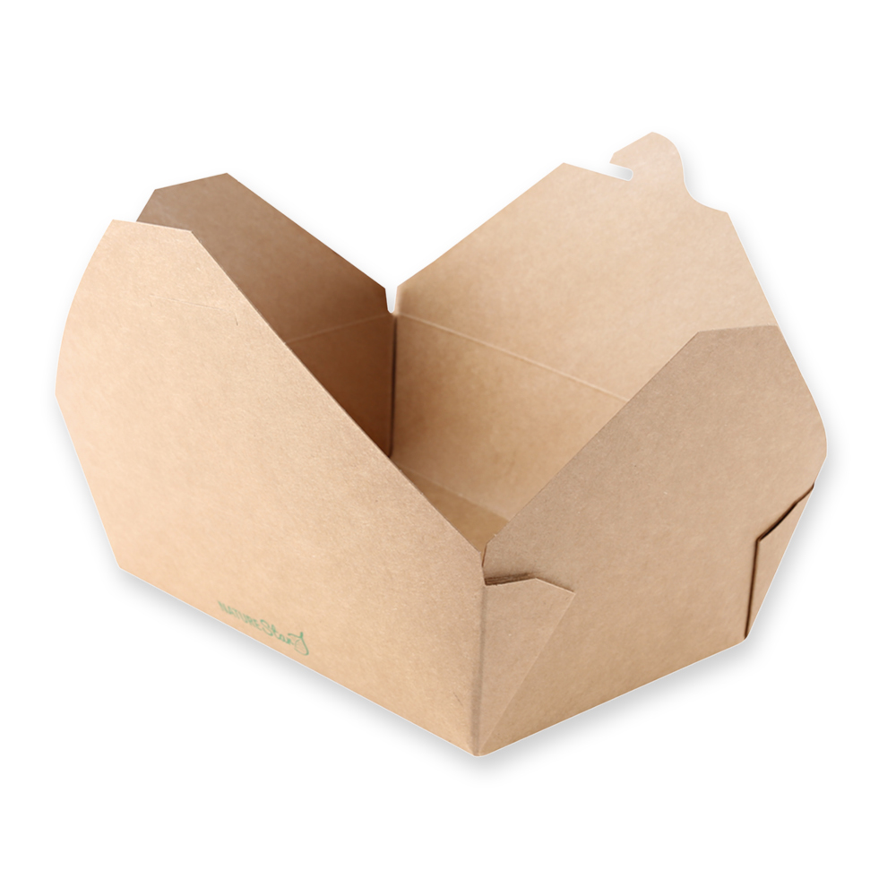 Organic food boxes Menu made of kraft paper/PE, FSC®-mix, open lid, biggest size