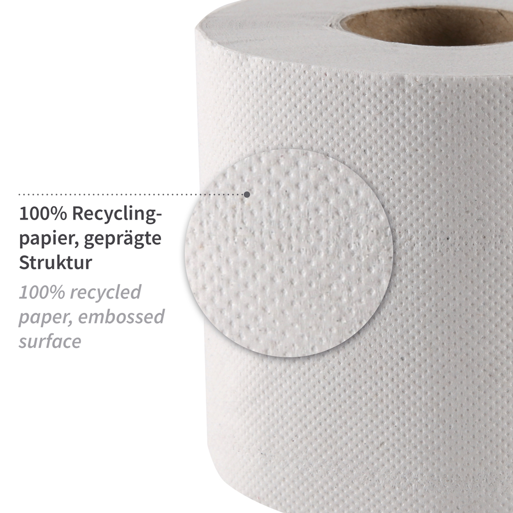 Toilet paper, small roll, 2-ply made of recycled paper, material