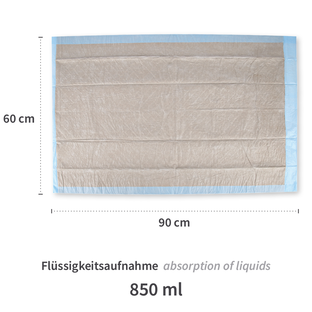 Underpads for beds 12-ply PP/cellulose/PE with dimensions