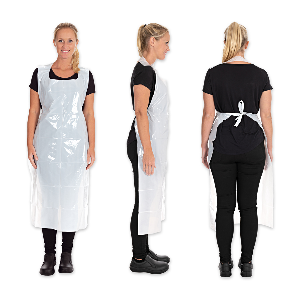 Disposable aprons on a roll, 35my made of LDPE in the all-round mix in white