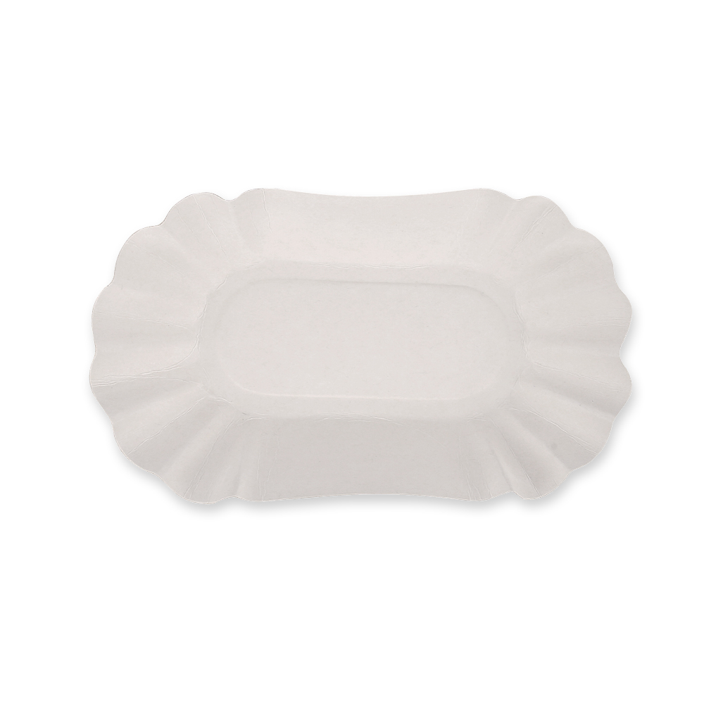 Organic paper trays, oval made of paperboard in FSC®-Mix in white in top view