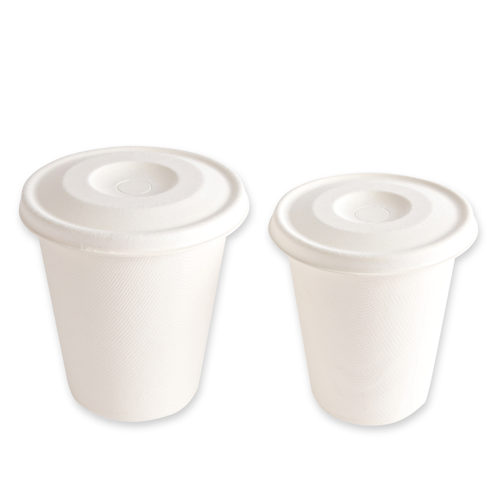 Organic flat lids made of bagasse, with cup