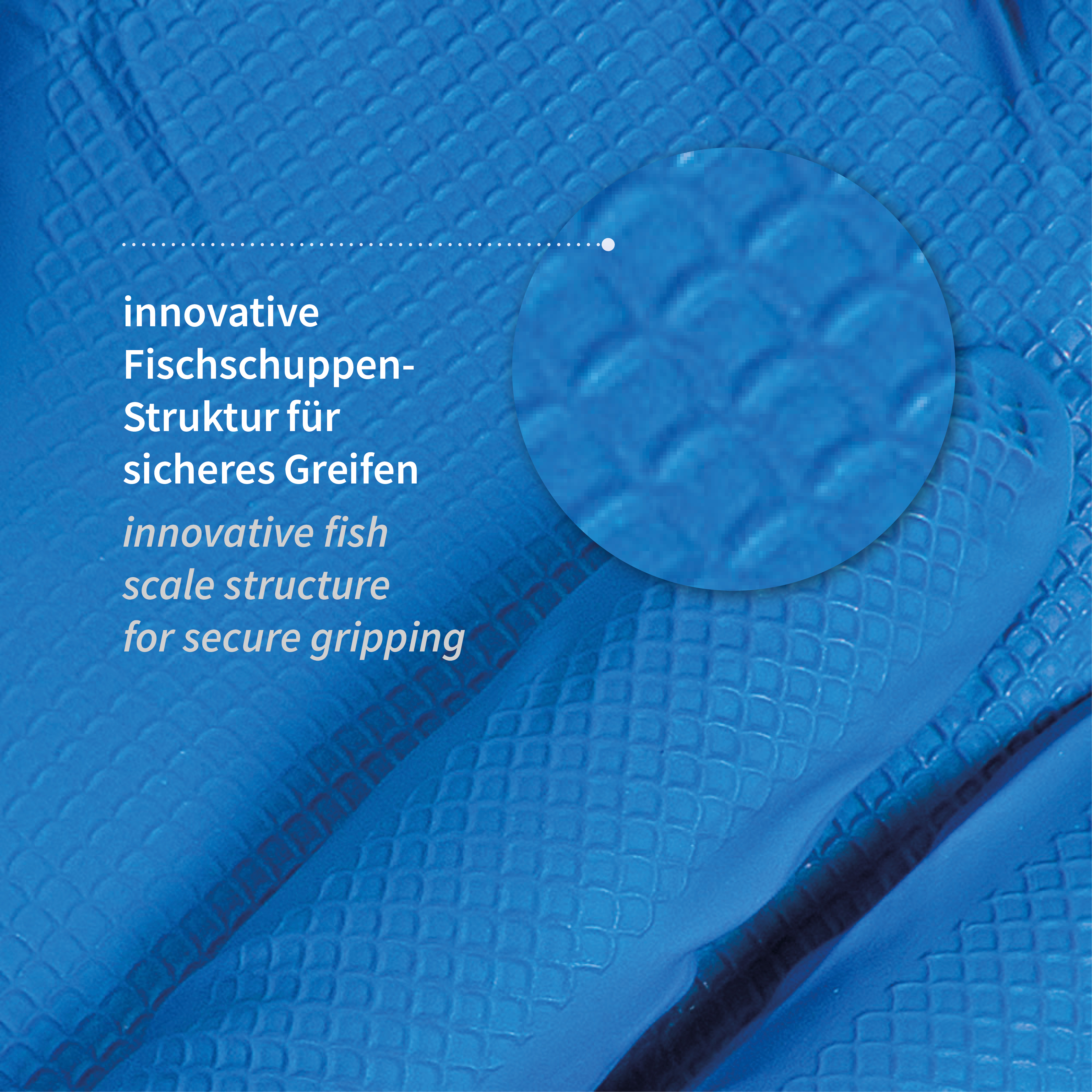 Nitrile gloves Power Grip, powder-free in blue with fish scale texture