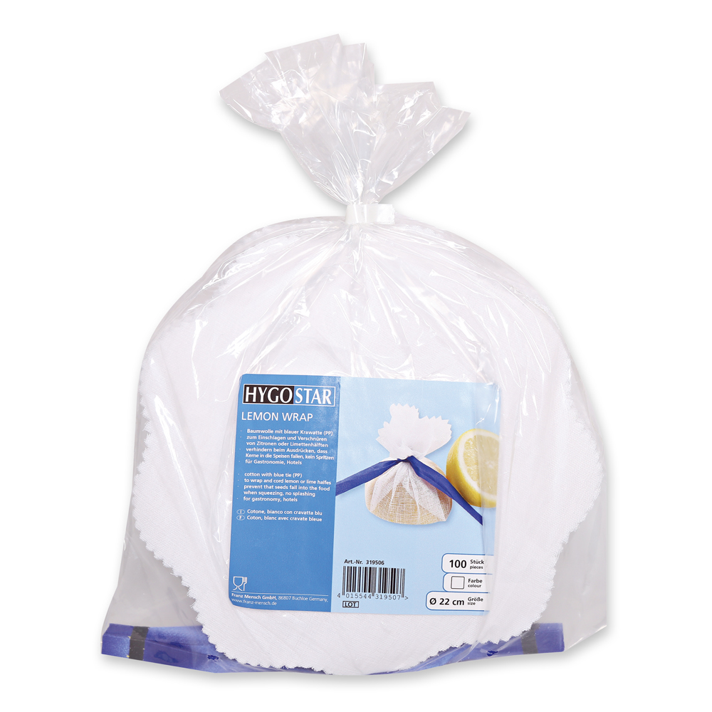Zitronenserviertücher Lemon Wrap | Baumwolle, weiß, Verpackung Zitronenserviertücher Lemon Wrap aus Baumwolle in weiß mit Verpackung