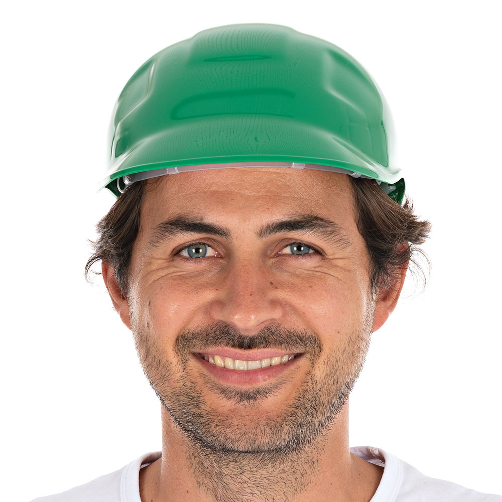 Bump cap "Safe", PE in the front view, green