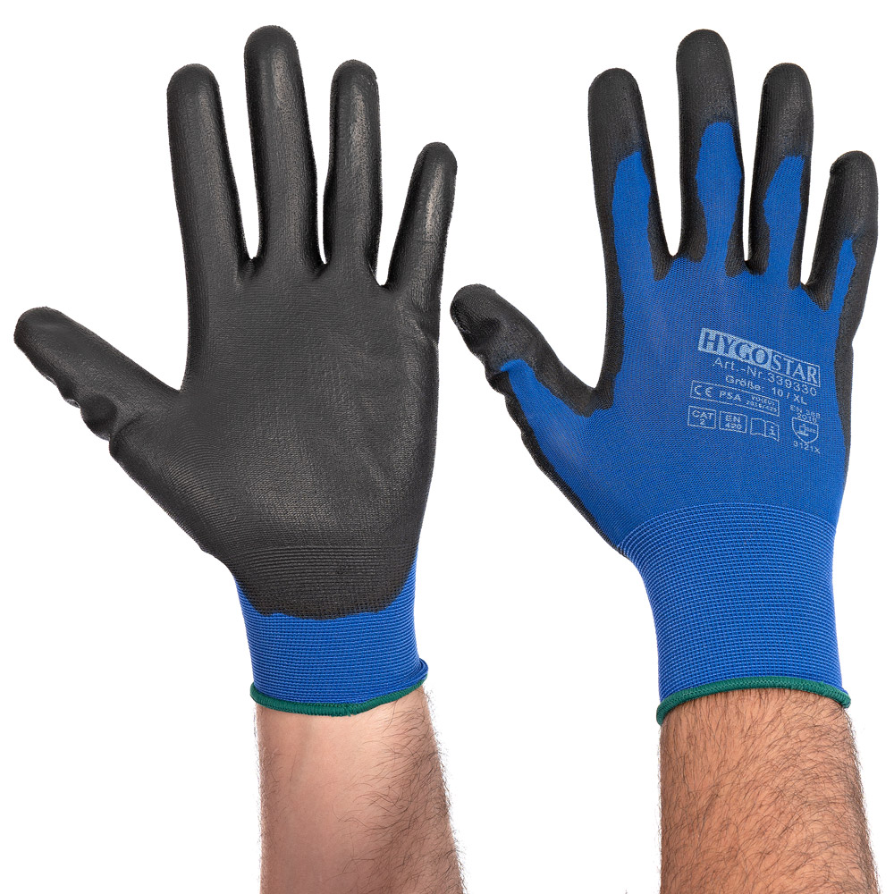 Fine knit gloves Ultra Light with PU coating with front and back