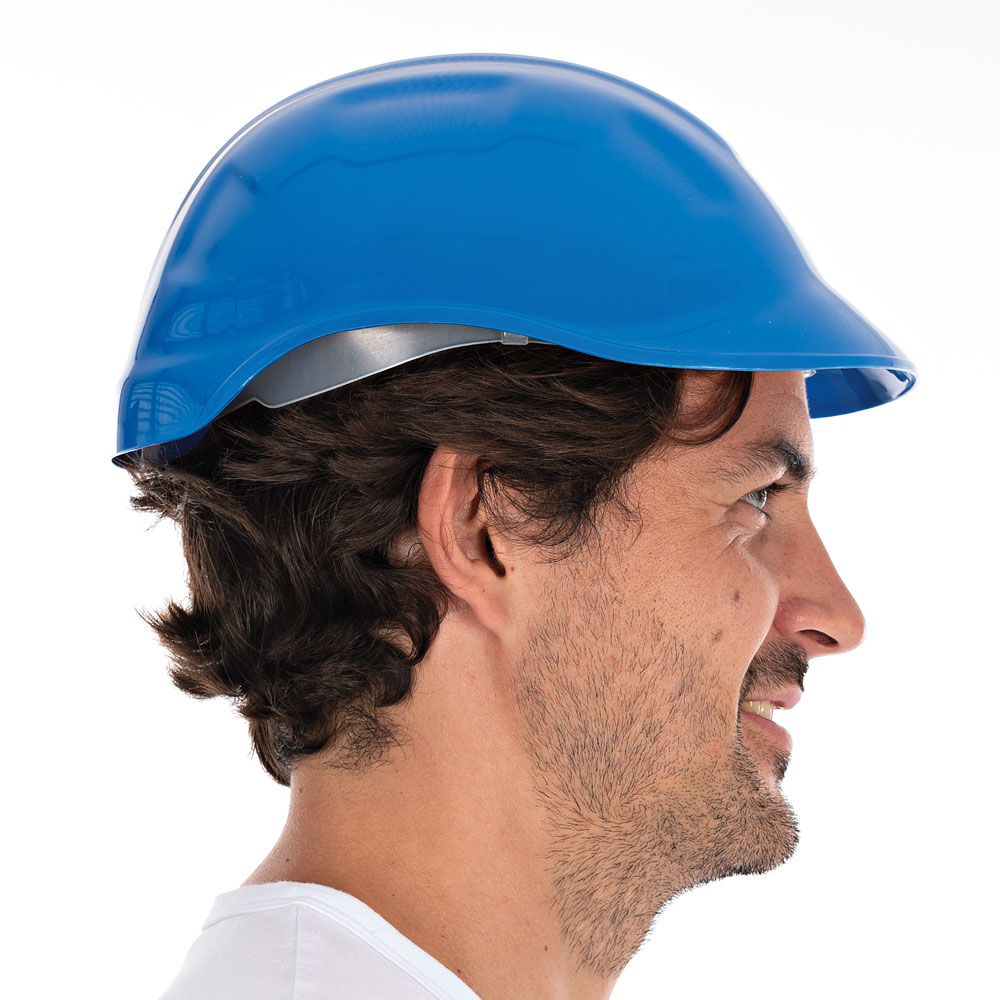 Bump cap "Safe", PE in the side view, blue