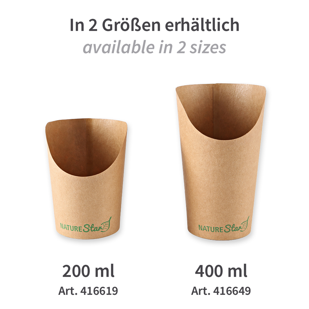 Bio Snackbecher Wrap aus Kraftpapier/PLA mit 400ml, Varianten