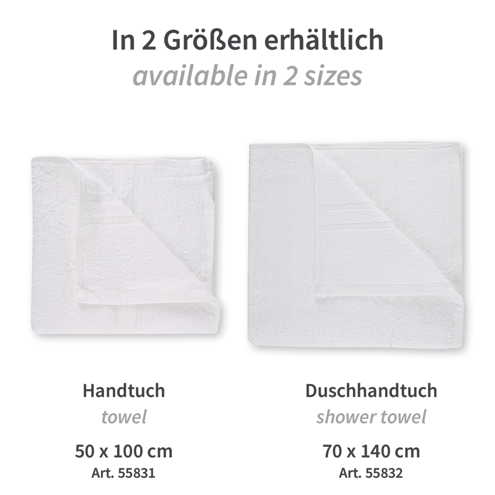 Towels made of cotton, sizes