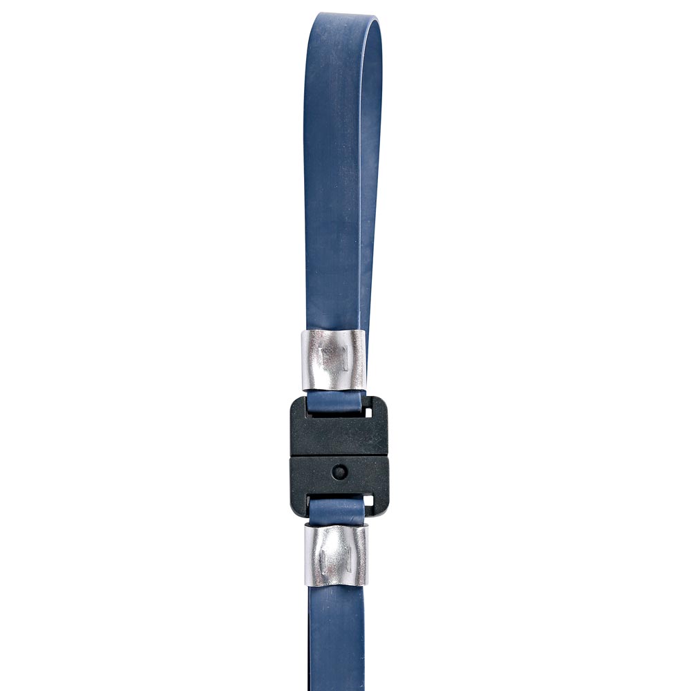 Safety lanyards made of silicone rubber detectable in blue closed