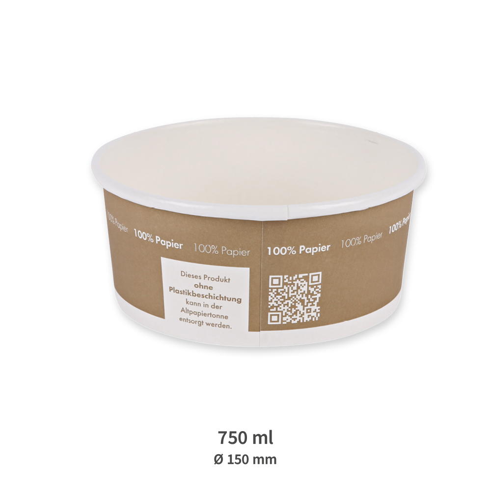 Bio Salatschalen Only Paper | Pappe, 750ml, Rückansicht Bio Salatschalen Only Paper aus Pappe mit 750ml in der Rückansicht