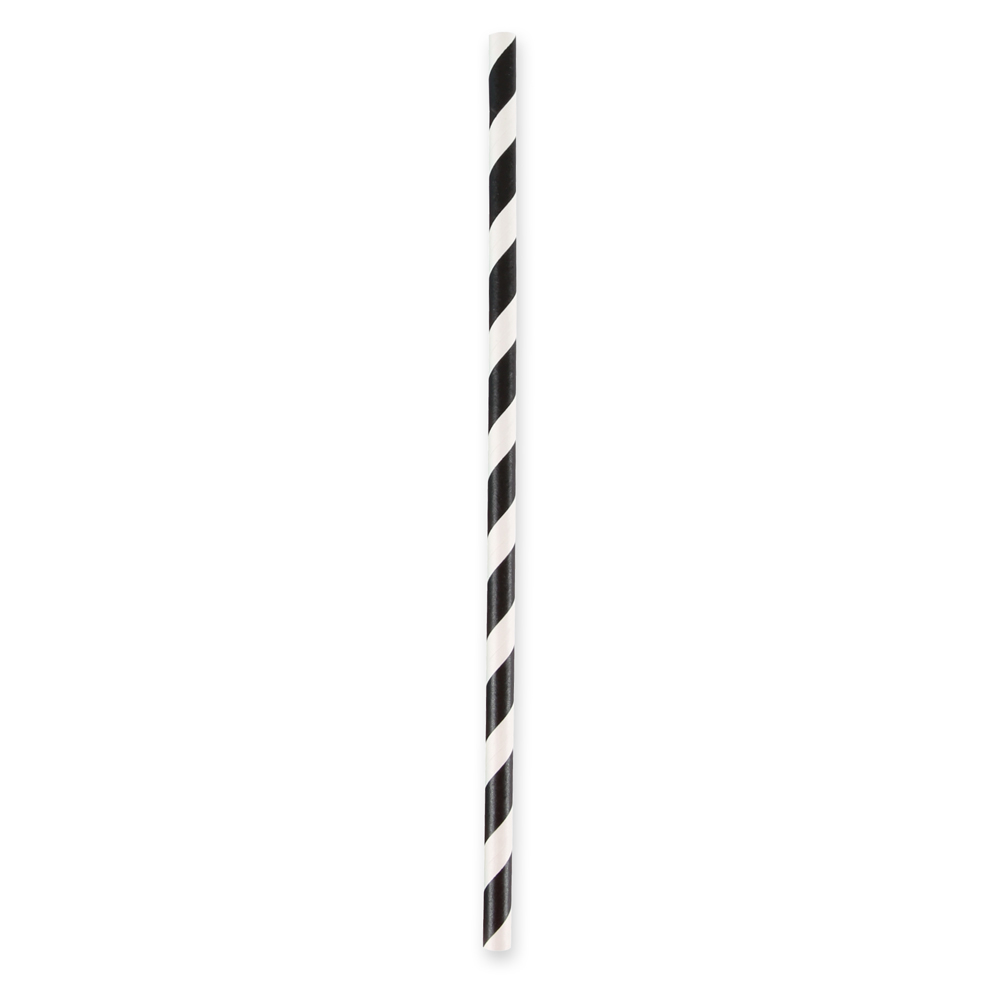 Paper drinking straw "Classic" striped, FSC®-certified, black
