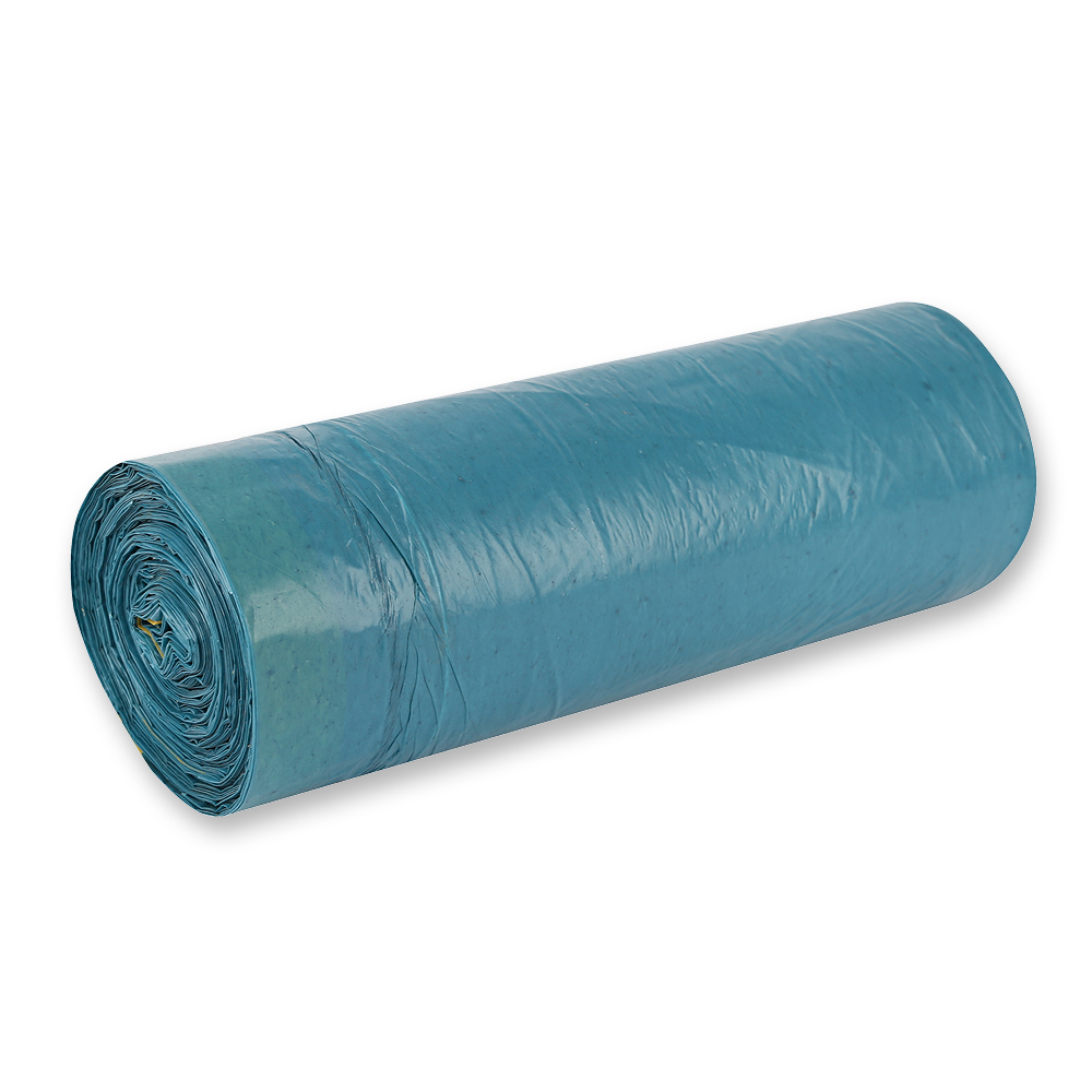 Waste bags with drawstring, 120 l made of LDPE on roll in blue in the oblique view