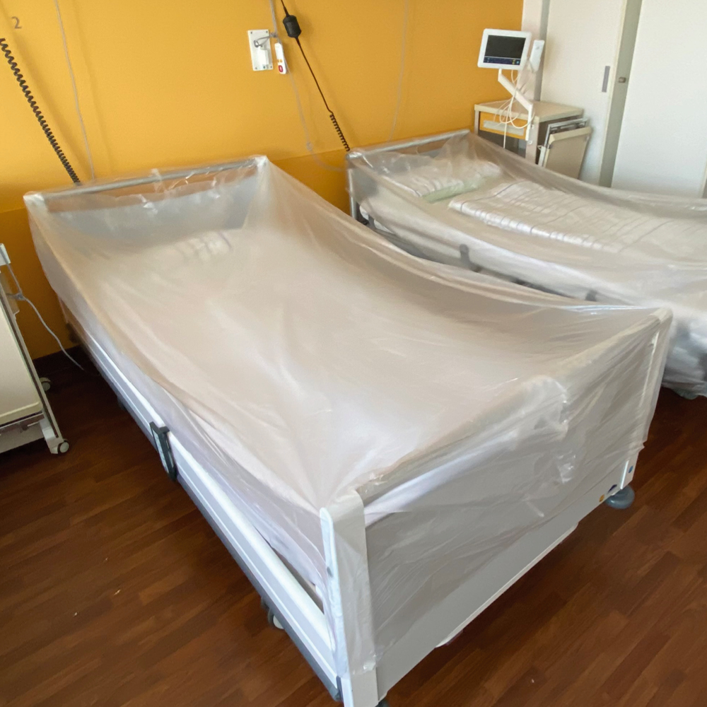 Bettenhüllen, gelegt, aus HDPE im Einsatzbild