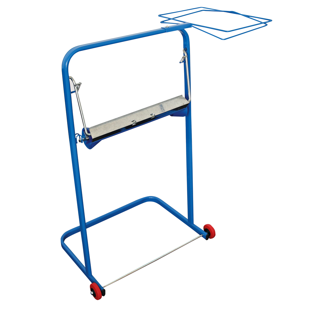 Floor stand for cleaning papers with waste bag holder | metal as portrait