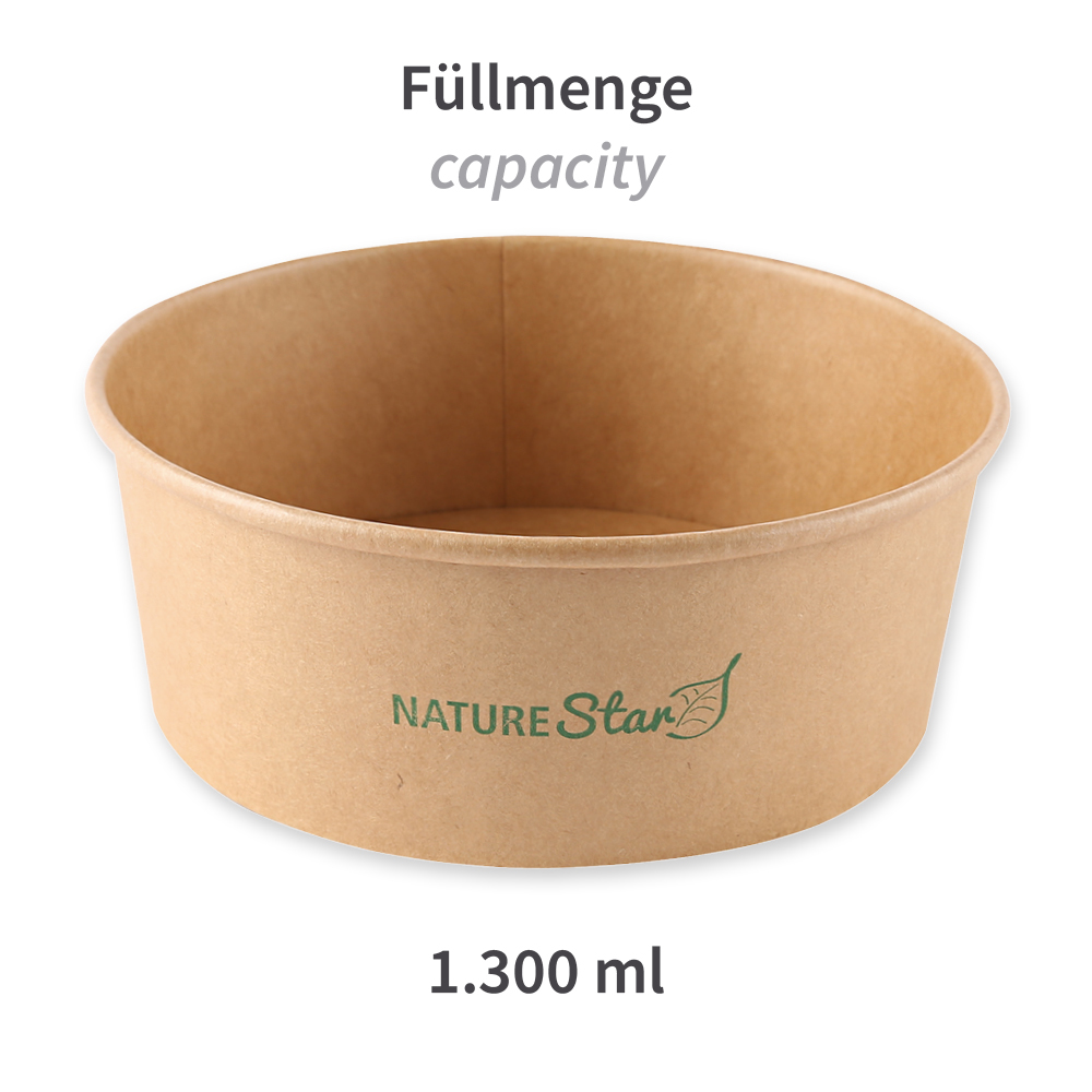 Organic salad bowls Caesar made of kraft paper/PE, FSC®-mix, capacity 1300ml