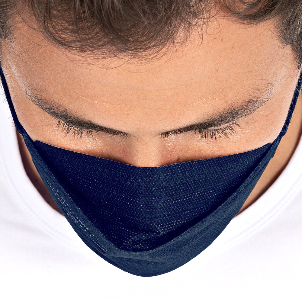 Atemschutzmasken FFP2 NR, 3D aus PP in dunkelblau in der Draufsicht