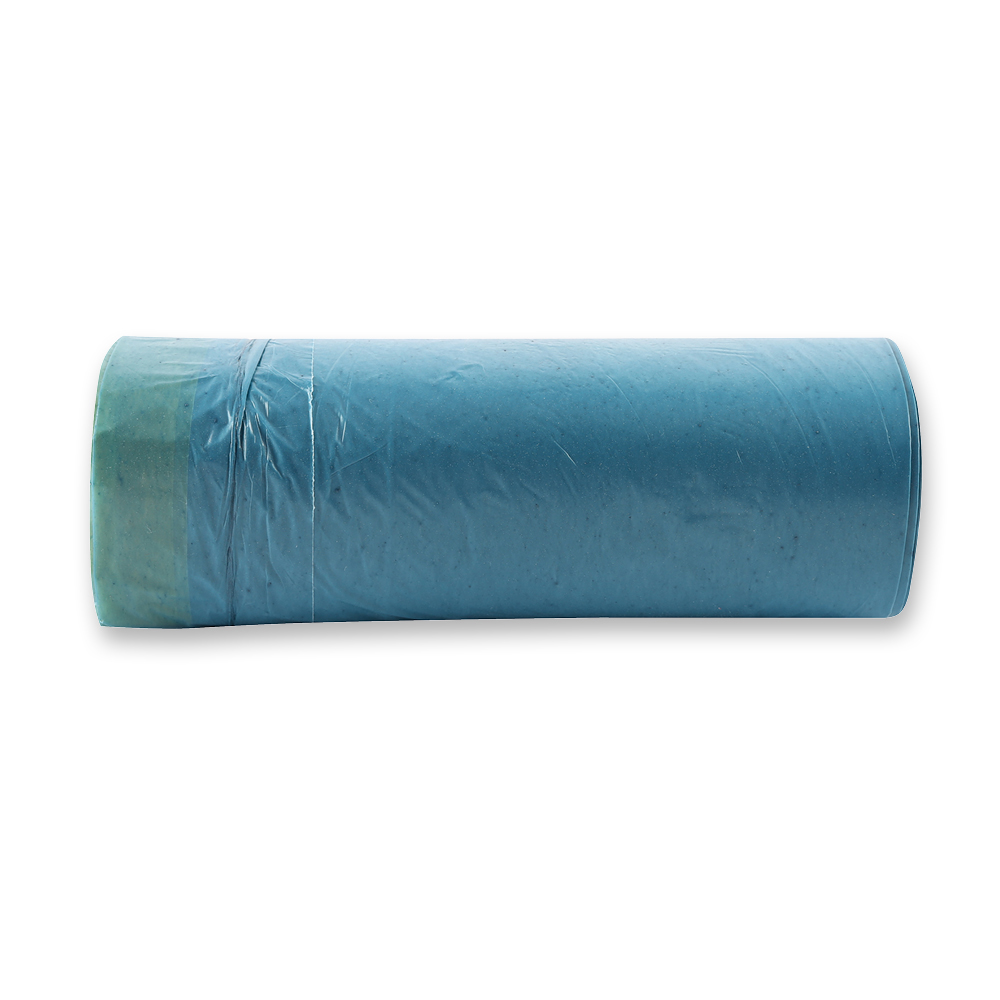 Garbage bags with drawstrings Eco, 60 l made of LDPE on roll in blue in the front view
