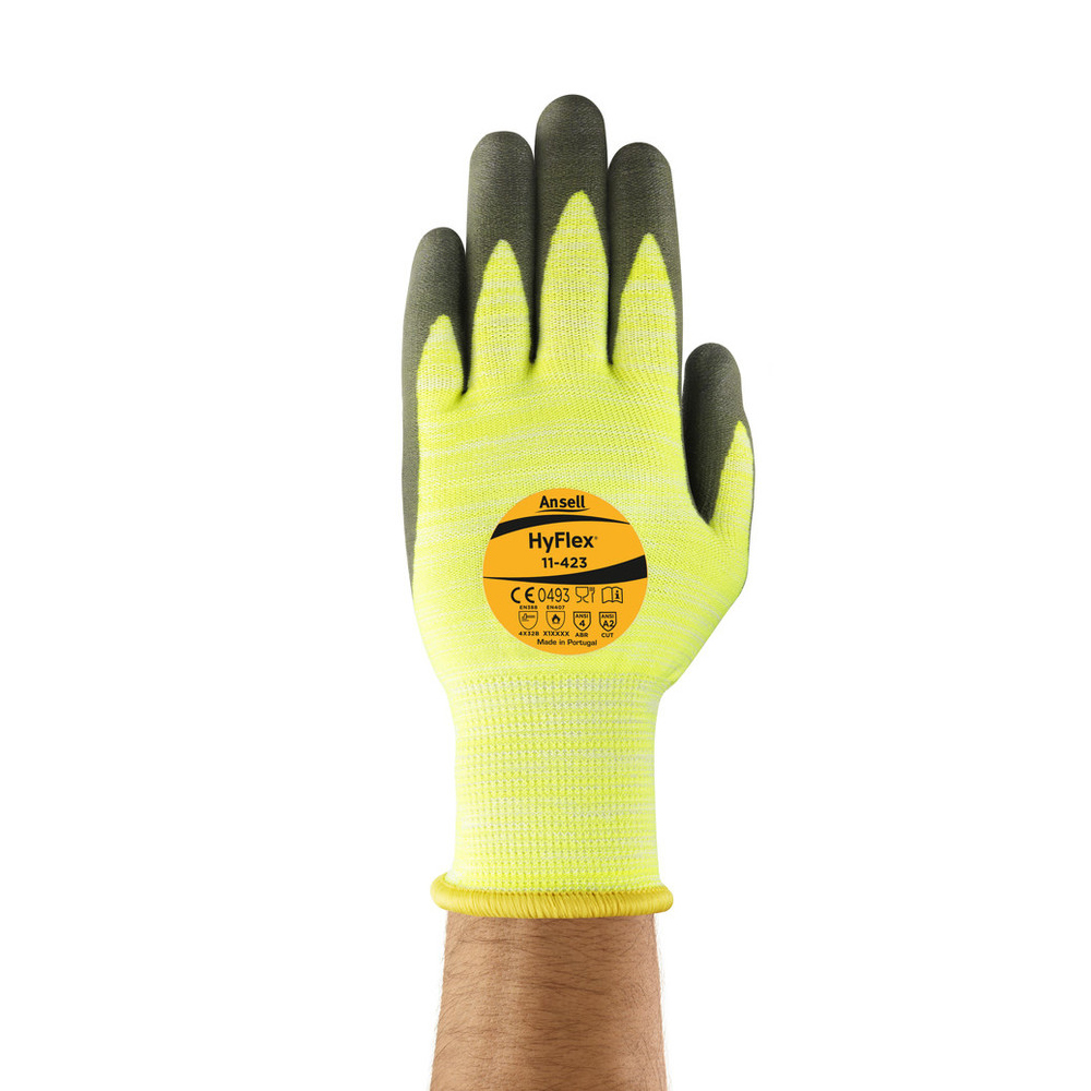 Ansell HyFlex® 11-423, cut protection gloves in the front view