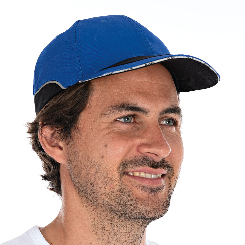 Bump cap "Greg", cotton/polyester in the oblique view, royal blue
