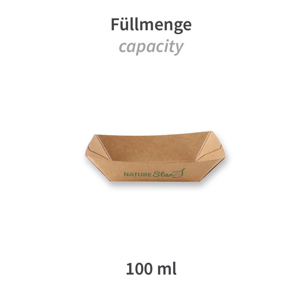 Organic food trays Tasty made of kraft paper/PE in FSC®-Mix with 100ml with fill quantity
