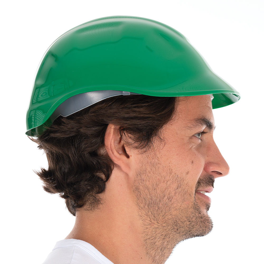 Bump cap "Safe", PE in the side view, green