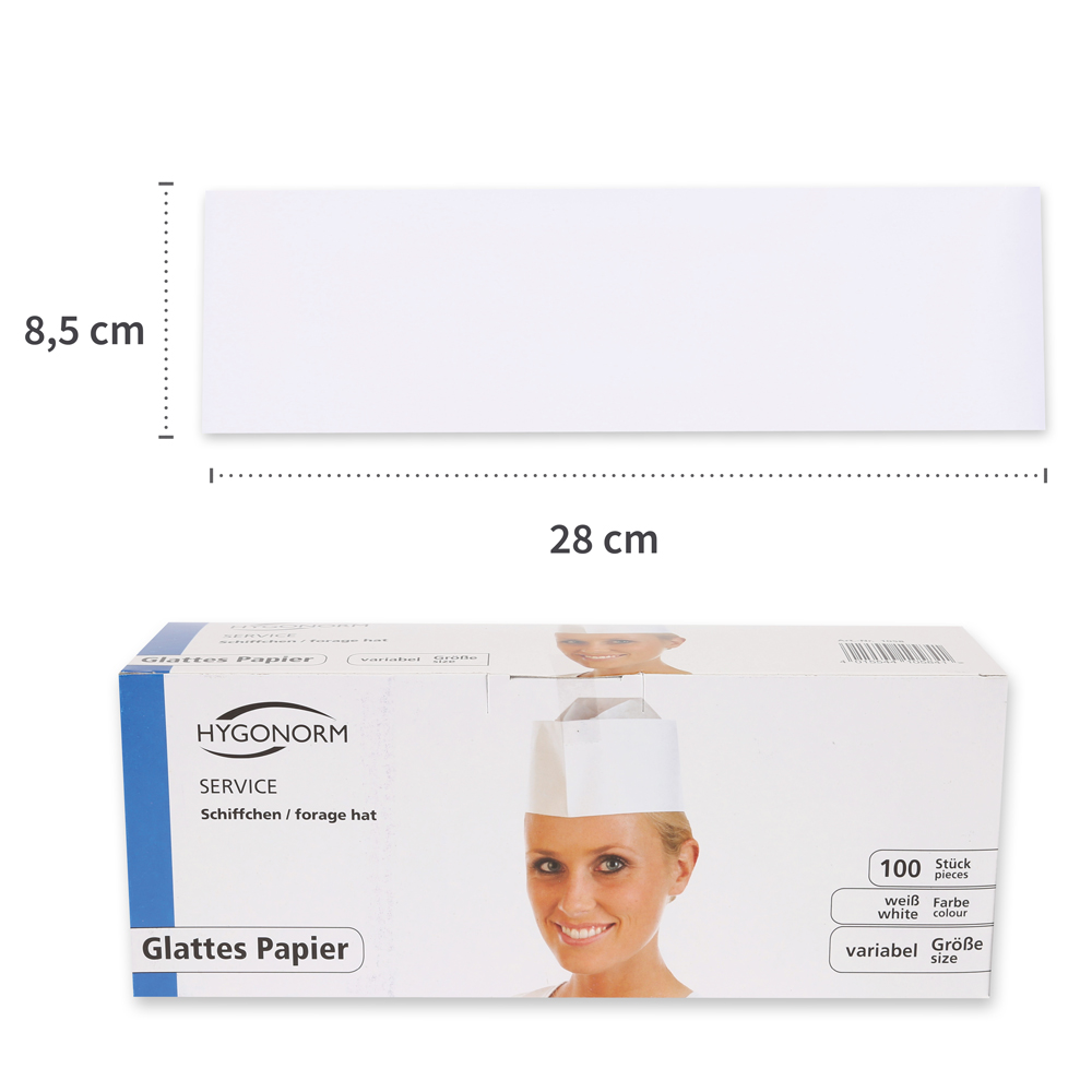 Forage hats Service made of paper in white with measure and packaging