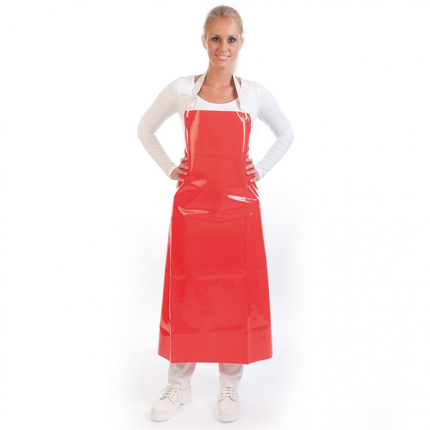 Bib aprons 300 my made of PU in red front view
