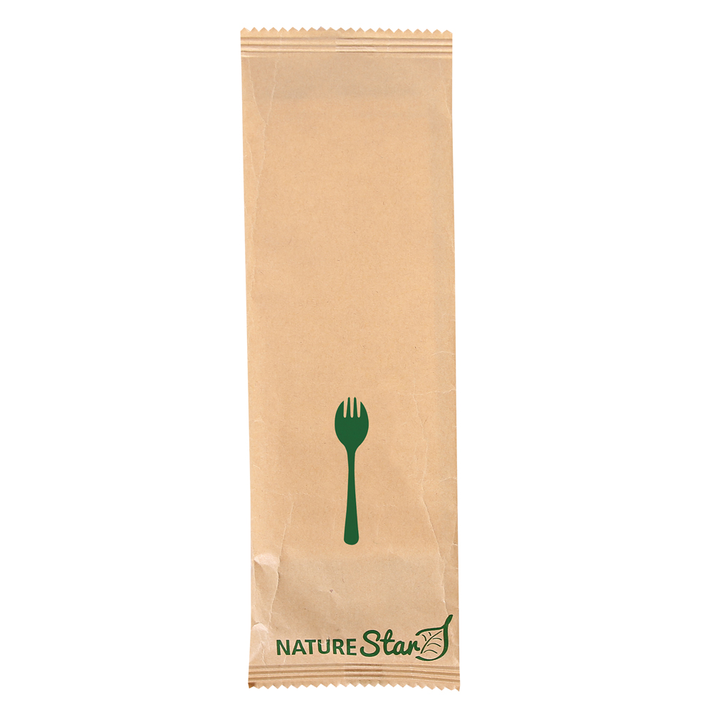 Organic cutlery sets Spork made of wood, FSC® 100%, wax coated in the packaging