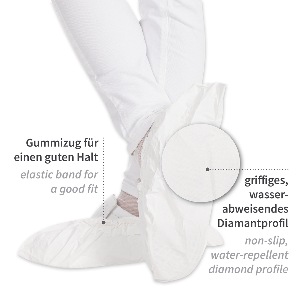 Overshoes Anti Slide made of CPE, TPE coated, the properties in white