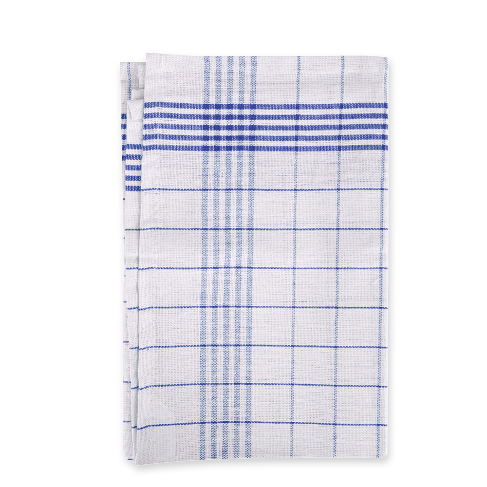 Dish towels half-linen made of cotton and linen, folded, blue