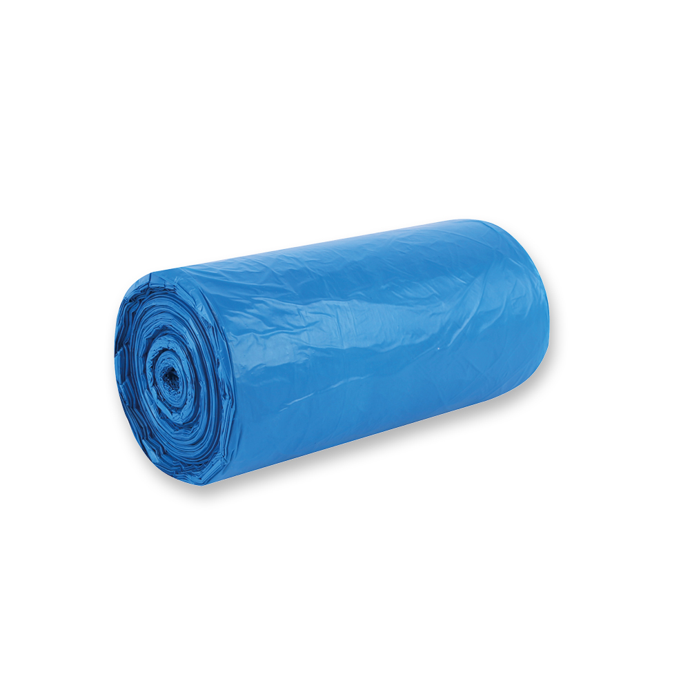 Waste bags Premium, 120 l made of HDPE on roll in blue in the oblique view