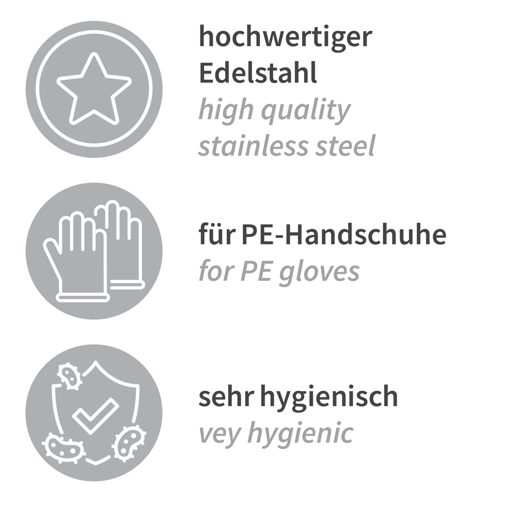 Handschuhspender für PE-Handschuhe im Beutel aus Edelstahl die Eigenschaften