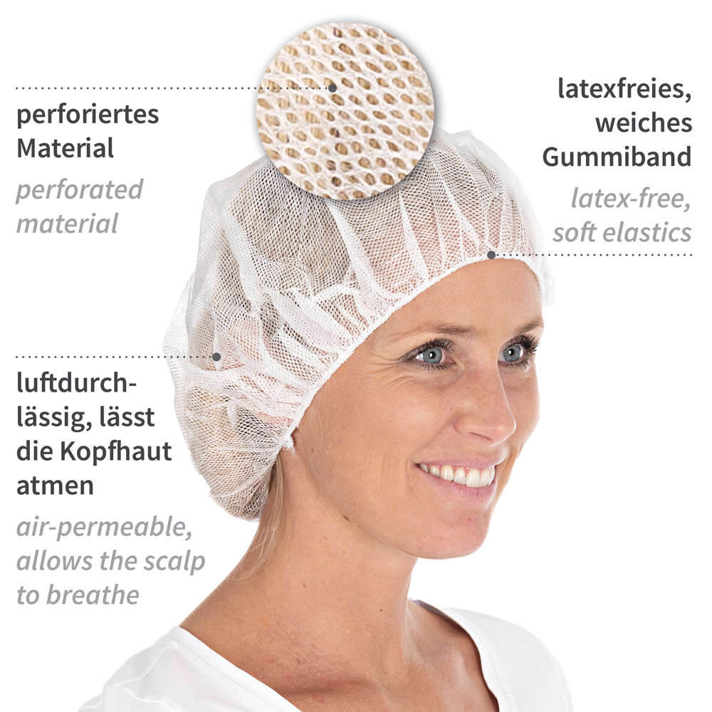 Bouffant caps  made of viscose, perforated with description