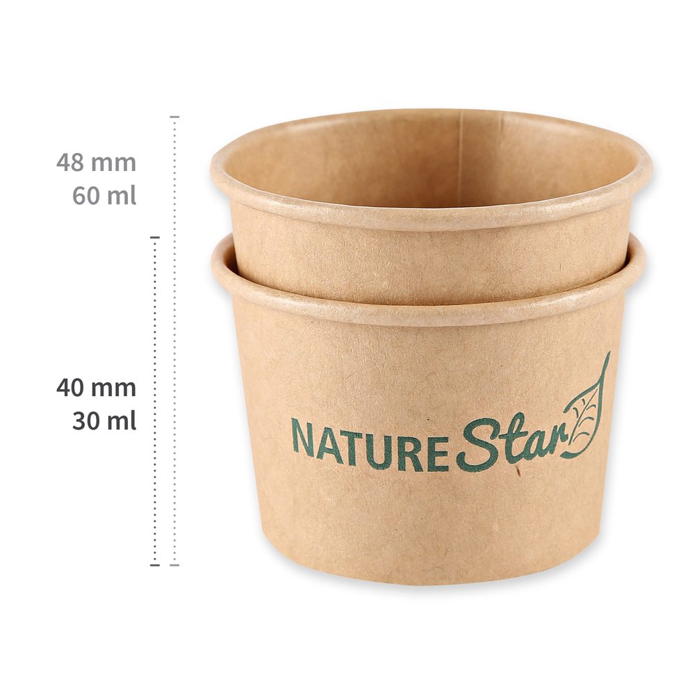 Bio Dip Schälchen | Kraftpapier/PE, FSC®-Mix, Maße Bio Dip Schälchen aus Kraftpapier/PE, FSC®-Mix, Maße