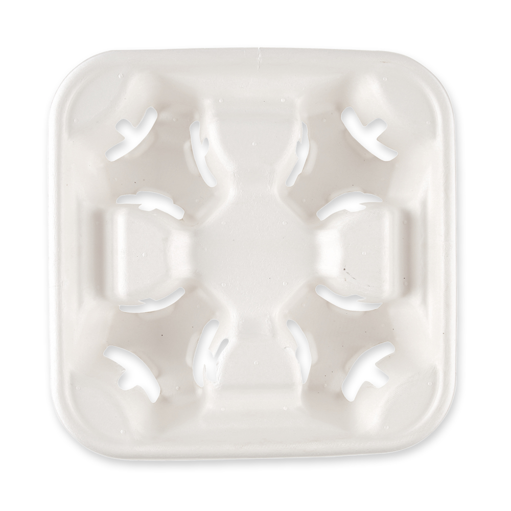 Organic cup holder Quattro made of bagasse, top view