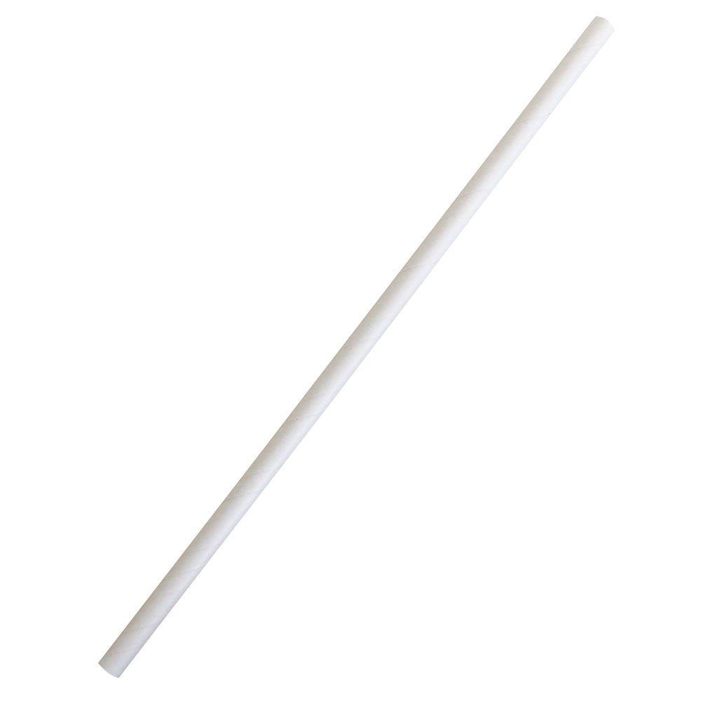 Paper drinking straws "Classic" plain | FSC®-certified, white in front view 