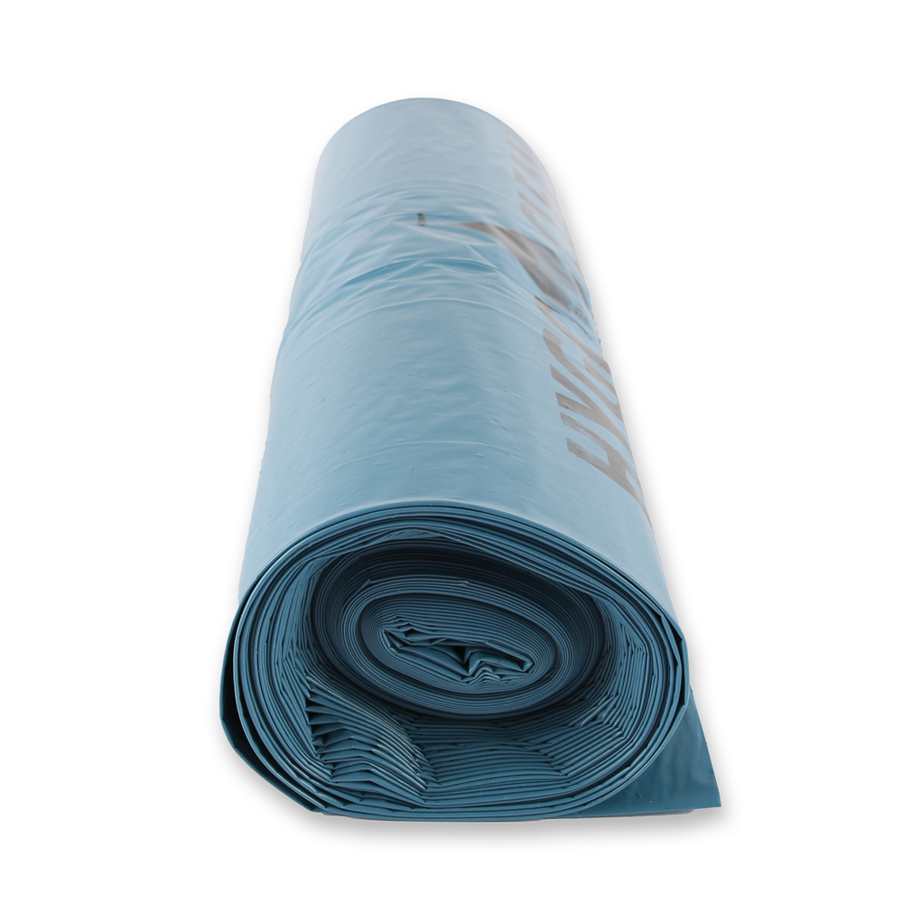 Waste bags, 240 l made of LDPE on roll in blue in the side view