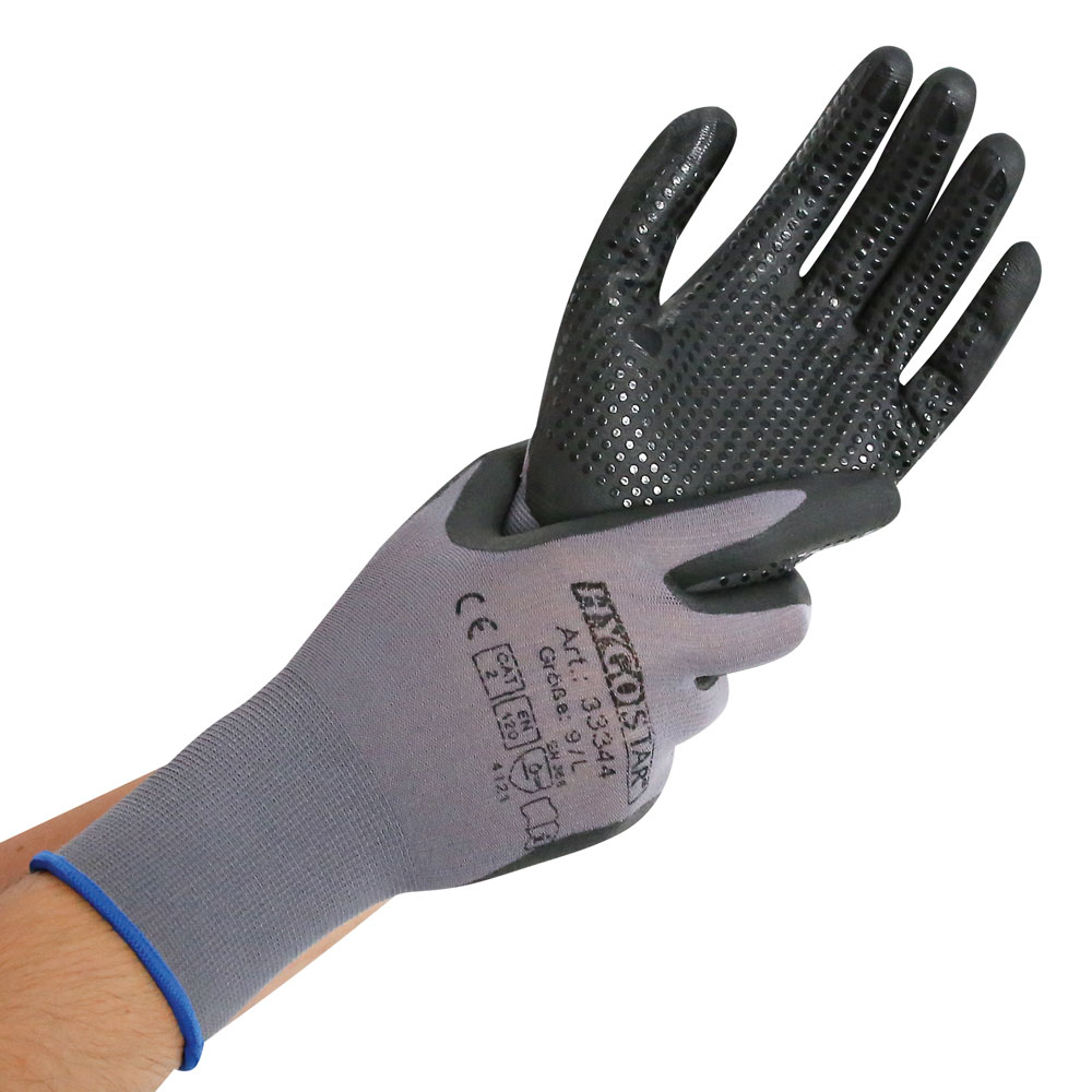 Fine knit gloves Ergo Flex Dotty with nitrile-PU coating